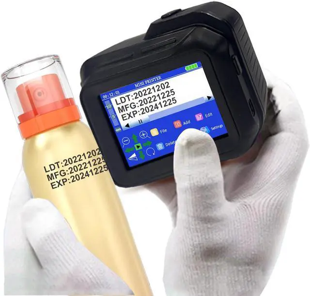 Main image of Phezer Portable Mini Handheld Inkjet Printer PC98 for Flat and Curved Surface, with Touch Screen Quick-Drying Ink Cartridge, 0.5" Print Height for Label Logo Date Code Text Number Image