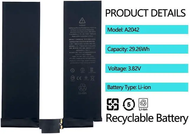 Alt view image 2 of 5 - Pinsinholy A2042 Battery Compatible with iPad Pro 11" 1st Gen 2018 A1964 A1979 A1980 A2013 with Tool Kit
