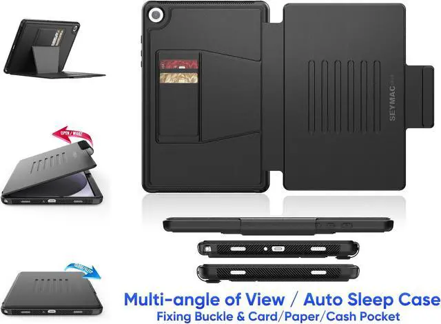 Alt view image 2 of 5 - SEYMAC stock Case for Samsung Galaxy Tab A9+ Plus 11'', Auto Sleep/Wake Case with Magnetic Multi-Angles Stand, Card Slot for Galaxy Tab A9+/ A9 Plus 11'' SM-X210/X216/X218, (Black)