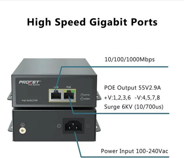 Alt view image 3 of 5 - Starlink Gen 3 PoE Injector Gigabit, 3 in 1 Starlink Ethernet Adapter Gen 3 with 6KV (10/700us) Surge Protection, 100-240Vac Input & 150W 55V Output for Starlink V3, PT-PSE109GXRN