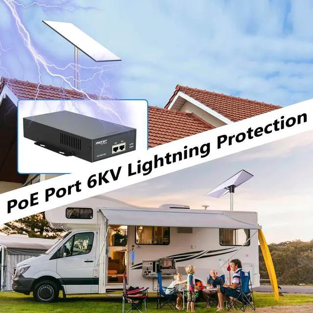 Alt view image 4 of 5 - Starlink Gen 3 PoE Injector Gigabit, 3 in 1 Starlink Ethernet Adapter Gen 3 with 6KV (10/700us) Surge Protection, 100-240Vac Input & 150W 55V Output for Starlink V3, PT-PSE109GXRN