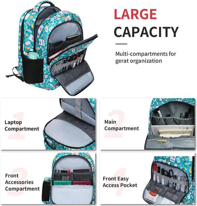 Alt view image 3 of 5 - Gatycallaty Nurse Backpack for Women Girls Laptop Work Bag College Nursing Assitant Cna Cma Home Health Hospital Commuter Essentials Gift (green)