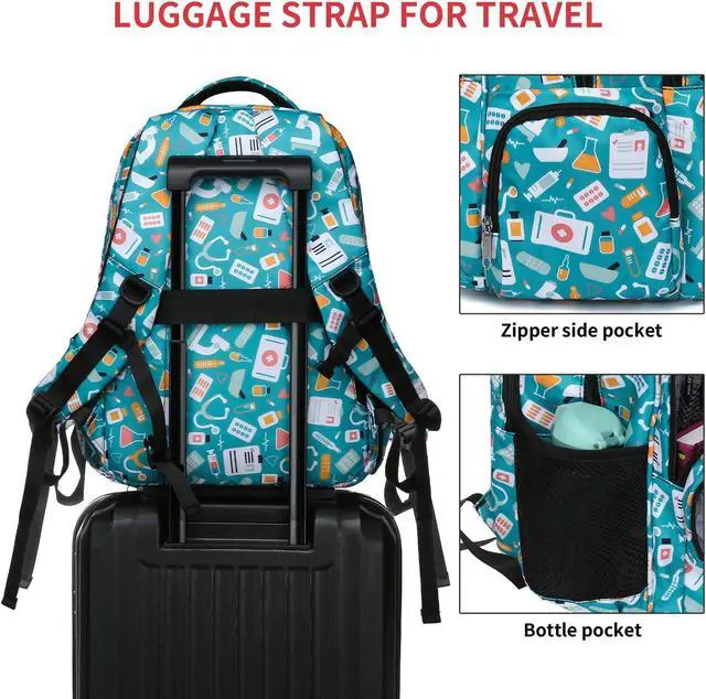 Alt view image 5 of 5 - Gatycallaty Nurse Backpack for Women Girls Laptop Work Bag College Nursing Assitant Cna Cma Home Health Hospital Commuter Essentials Gift (green)