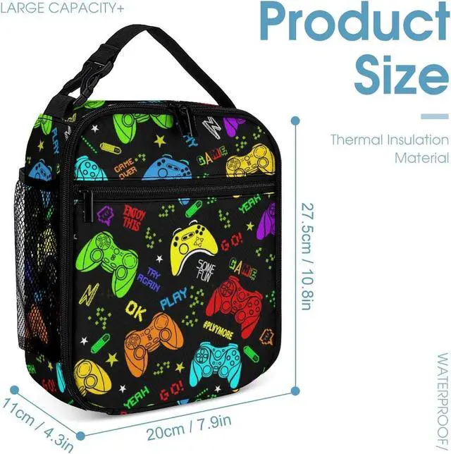 Alt view image 4 of 5 - Psecoll 3pcs Colorful Cartoon Games Backpack Set, Multi-functional Laptop Bag 17in Water Resistant Daypack, Large Capacity Double Shoulder Backpack With Lunch Bag (Colorful Cartoon Games