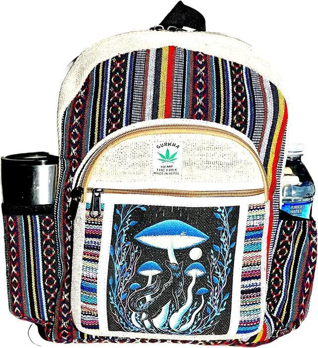 Main image of Gurkha Handmade Hemp Backpack 14 IN Hippie, Festival, Hiking, Tablet & Laptop Hemp Backpack - Handmade In Mt. Everest Country Nepal