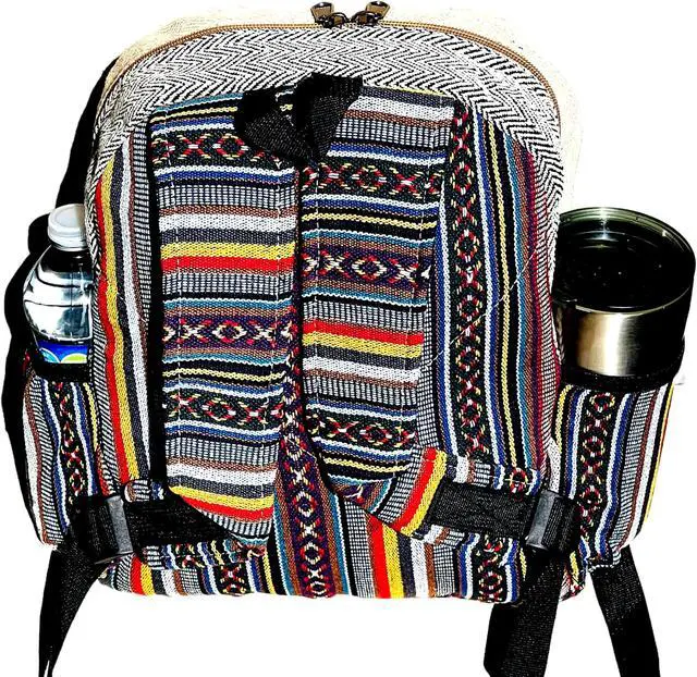 Alt view image 2 of 4 - Gurkha Handmade Hemp Backpack 14 IN Hippie, Festival, Hiking, Tablet & Laptop Hemp Backpack - Handmade In Mt. Everest Country Nepal