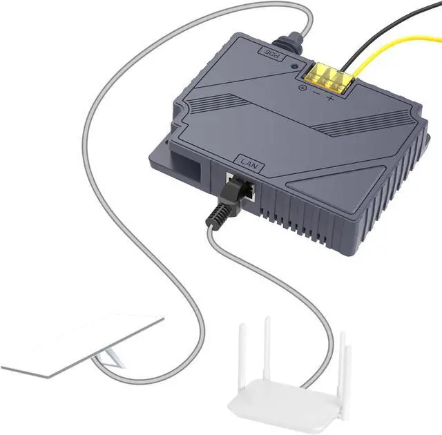 Main image of QUIDDITY Starlink Gen3 Poe Injector, 2 in 1 Universal 150W Gigabit Ethernet PoE - Compatible with Starlink Standard (V3) Dish - DC 9-36V GigE Passive & ESD Protection for Starlink Gen 3 Dishy