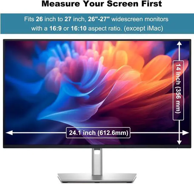 Alt view image 3 of 5 - Anti-Blue Light & Anti-Scratch Screen Protector Shield for 27 Inches Desktop Computer Monitor, Hanging Block Filter Panel for Eye Protection