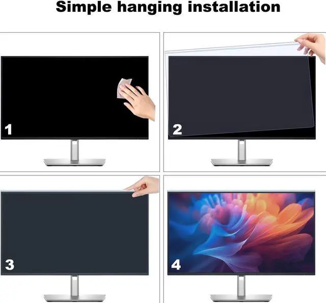 Alt view image 5 of 5 - Anti-Blue Light & Anti-Scratch Screen Protector Shield for 27 Inches Desktop Computer Monitor, Hanging Block Filter Panel for Eye Protection