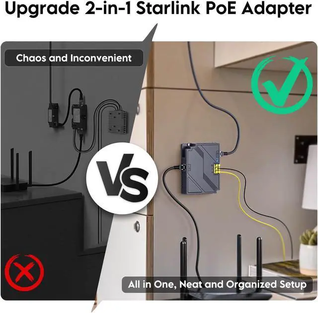 Alt view image 4 of 5 - QUIDDITY Starlink Gen3 Poe Injector, 2 in 1 Universal 150W Gigabit Ethernet PoE - Compatible with Starlink Standard (V3) Dish - DC 9-36V GigE Passive & ESD Protection for Starlink Gen 3 Dishy