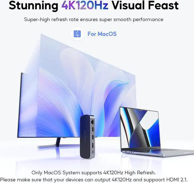 Alt view image 5 of 5 - PULWTOP Laptop Docking Station, 9 in 1 USB C Mini Dock with 4K@120Hz/8K@30Hz HDMI, 2.5G LAN, 100W PD, USB A/C 10Gbps, SD/TF 4.0, USB C Hub Compatible with Thunderbolt 3/4 and Full-Type-C Laptops