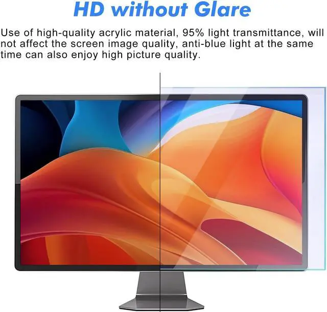 Alt view image 4 of 5 - Qoosea Blue Light Screen Protector for Computer Monitor: 27-28 inches Computer Monitor Screen Protector for Eyes Screen Filter Reducing Eye Strain Blue Light HD Easy To Install