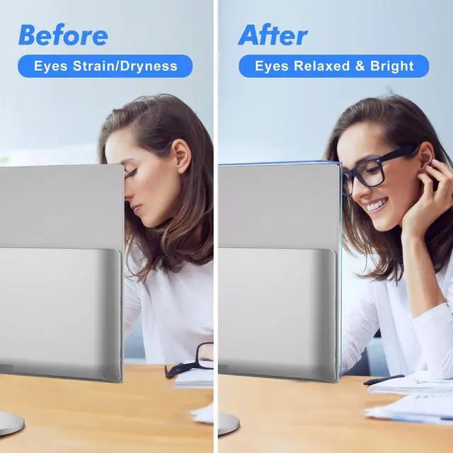 Alt view image 3 of 5 - Qoosea Blue Light Screen Protector for Computer Monitor: 27-28 inches Computer Monitor Screen Protector for Eyes Screen Filter Reducing Eye Strain Blue Light HD Easy To Install