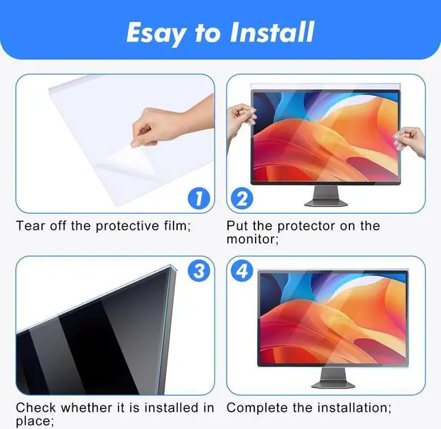Alt view image 5 of 5 - Qoosea Blue Light Screen Protector for Computer Monitor: 27-28 inches Computer Monitor Screen Protector for Eyes Screen Filter Reducing Eye Strain Blue Light HD Easy To Install