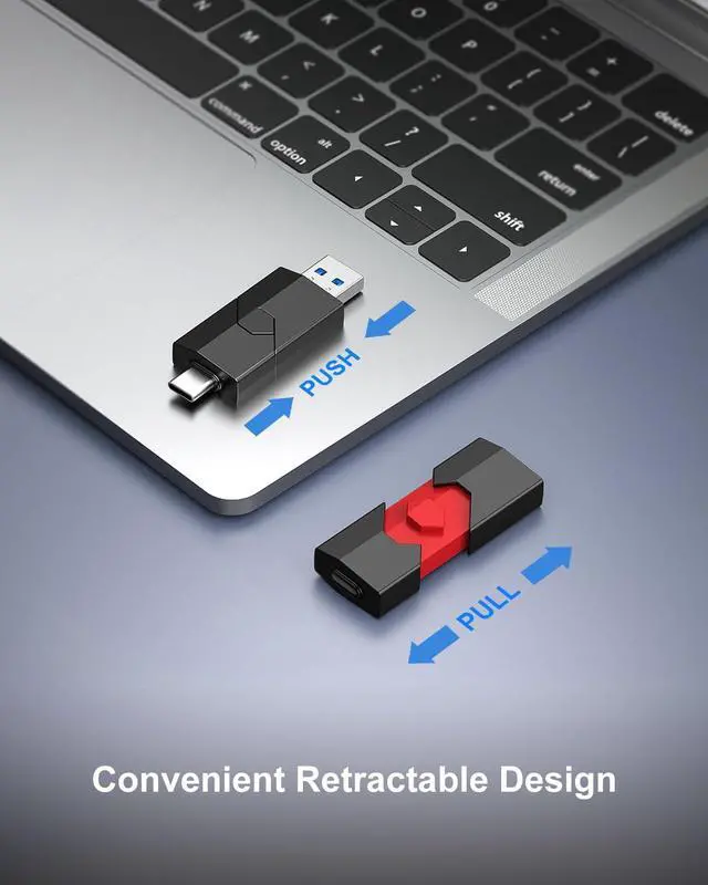 Alt view image 5 of 5 - 7 Pack Mix-Color USB Sticks - 5 Pack Retractable 64GB USB 2.0 Flash Drive and 2 Pack 128GB USB 3.0 Dual USB C Thumb Drive