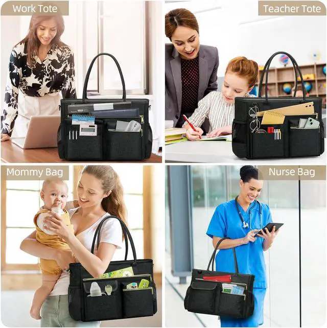 Alt view image 2 of 5 - RAINSMORE Laptop Bag for Women 15.6 Inch Work Teacher Tote Bag Nurse Bag Professional Laptop Tote Computer Messenger Shoulder Bag Large Handbag Business Office Work Bag Briefcase