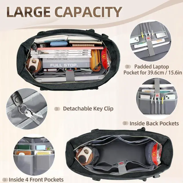 Alt view image 3 of 5 - RAINSMORE Laptop Bag for Women 15.6 Inch Work Teacher Tote Bag Nurse Bag Professional Laptop Tote Computer Messenger Shoulder Bag Large Handbag Business Office Work Bag Briefcase