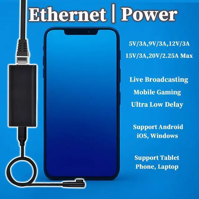 Alt view image 5 of 5 - REVODATA PoE to USB-C Converter Adapter, Type-C Output Power & Ethernet 2 in 1, 5V to 20V Max 45W Charging for Tablet/Laptop, 10/100Mbps Rate, IEEE802.3BT Compatible (PD2CBT-20V)