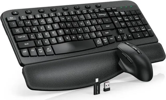 Main image of Wireless Keyboard and Mouse Combo, Ergonomic Wave Keys, Cushioned Plam Rest, Comfortable Silent Natural Typing, 2.4G Lag-Free, Full Size Keyboards Cordless Set for Multi-OS, Windows/Mac -SABLUTE