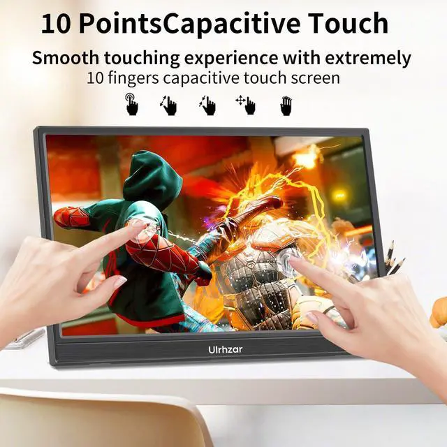 Alt view image 3 of 5 - Touchscreen Monitor 14 Inch, Portable Monitor 1920x1080 60Hz IPS Panel with USB C HDMI Input for PC/Phone/Xbox/Switch/PS4/Raspberry pi, Laptop Monitor Built in Dual Speakers for Travel, Vesa, Tiltable