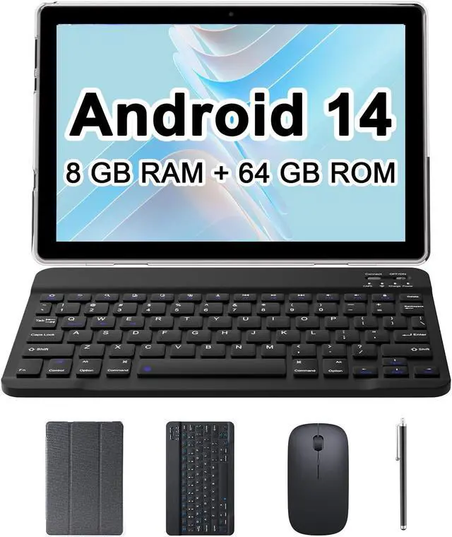 Main image of RUIQIAI Android 14 Tablet, 10.1 inch 2 in 1 Tablet with Octa-core Processor, 8GB RAM+64GB+1TB Expand, Long Lasting Battery, 2.4G/5G WiFi, BT, Dual Camera, Play GMS Certified