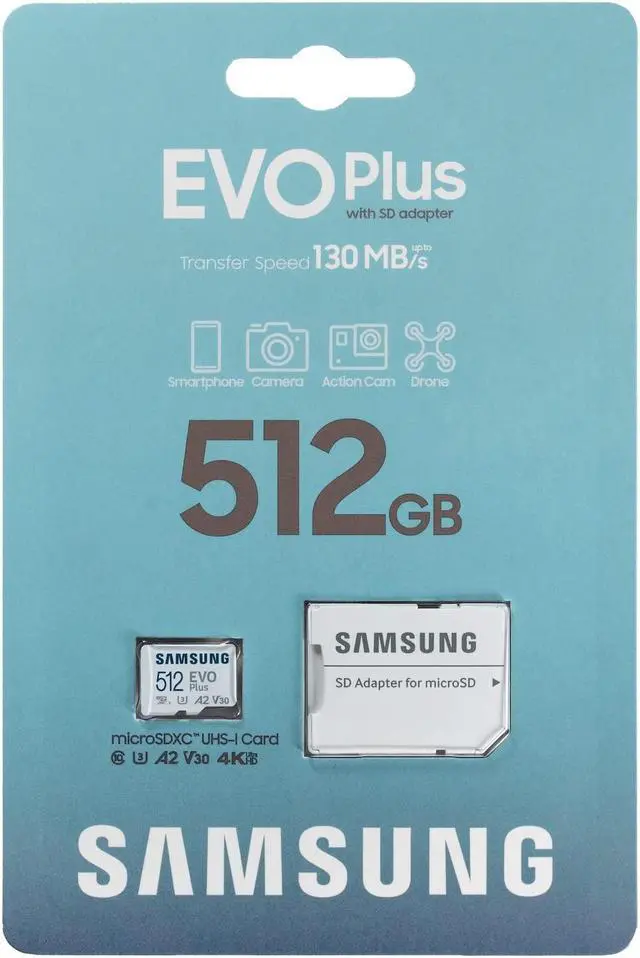 Alt view image 2 of 5 - Samsung Micro 512GB EVO Plus Memory Card for Tablets Compatible with Samsung Galaxy Tab S9 FE and FE+ (MB-MC512SA) U3 C10, A2 V30 Bundle with 1 Everything But Stromboli SD & MicroSDXC Card Reader
