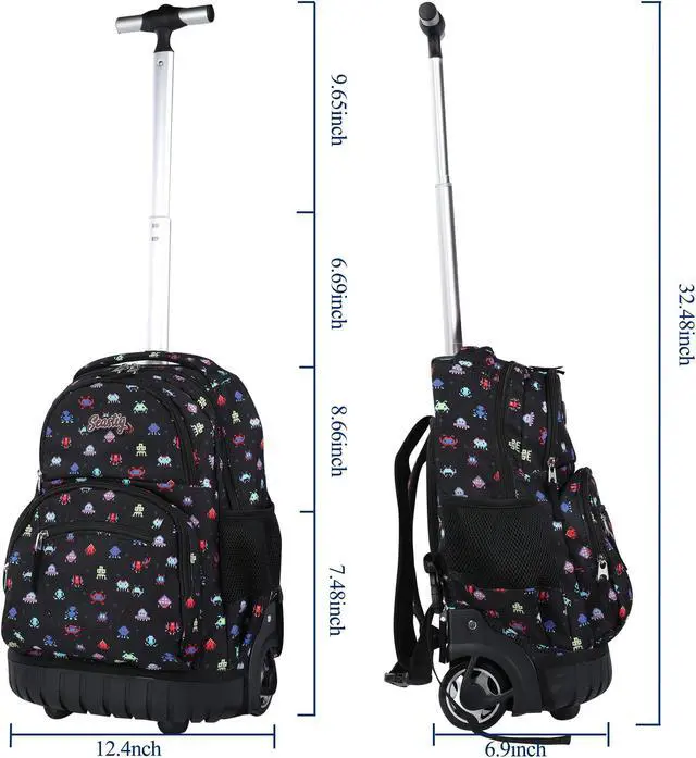 Alt view image 3 of 5 - seastig Rolling Backpack 16 Inch Wheeled Backpack Laptop Backpack Carry-on Backpack School College Travel