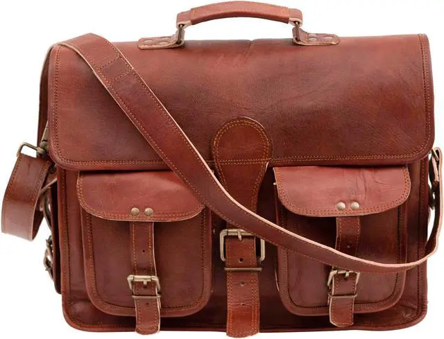 Alt view image 2 of 5 - Handmade Leather Messenger Laptop Computer Satchel Distressed Bag (13" X 18") Stylish Backpack and Briefcase Bag for Men (PATTERN 2)