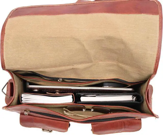Alt view image 5 of 5 - Handmade Leather Messenger Laptop Computer Satchel Distressed Bag (13" X 18") Stylish Backpack and Briefcase Bag for Men (PATTERN 2)