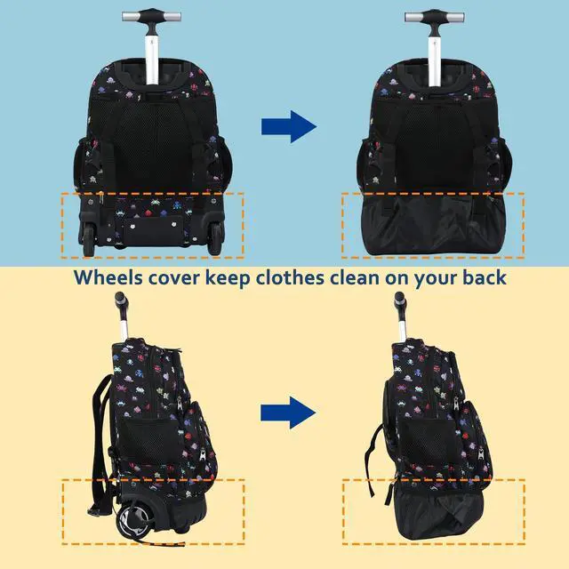 Alt view image 5 of 5 - seastig Rolling Backpack 16 Inch Wheeled Backpack Laptop Backpack Carry-on Backpack School College Travel