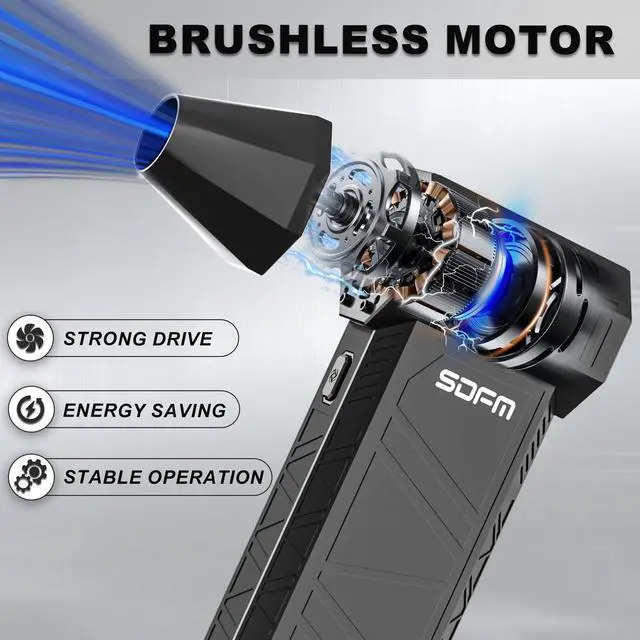Alt view image 2 of 5 - SDFM Electric Air Duster - 130000RPM Compressed Air Duster,3 Gear Adjustable Jet Dry Blower can Reusable Can for Computer Keyboard,Outdoors,Car,Home.... (Black)