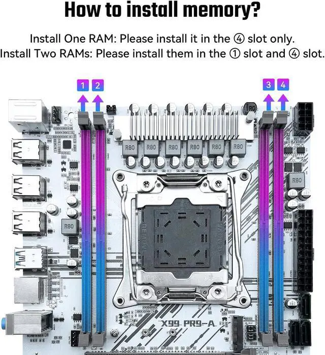 Alt view image 5 of 5 - SHANGZHAOYUAN X99 PR9-A Motherboard with 16GB 2133MHz DDR4 RAM, Intel LGA 2011-3 Motherboard for Xeon E5 V3 V4 Processors (DDR4 Slot, PCIe 3.0, M.2 Protocol, SATA 3.0, USB 3.0, Gigabit LAN)