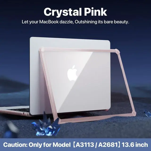 Alt view image 4 of 5 - Soonjet for MacBook Air 13.6 inch Case M4 M3 M2 2025 2024-2022, Model A3240 A3113 A2681 [Profi ShockBumper] [Military Drop Protection] Hard Shell Cover for MacBook Air 13 inch Case- Crystal Pink