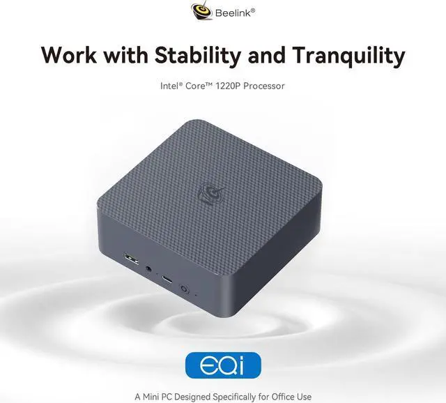 Alt view image 2 of 5 - Beelink Ai Mini PC EQi12 1220P Processor(10C/12T, up to 4.4GHz), Micro Computer 16GB DDR4 500GB PCIe4.0 SSD, Mini Computers Built-in PSU Dual HDMI/4K 60Hz/WiFi6/BT5.2 Home/Office/HTPC