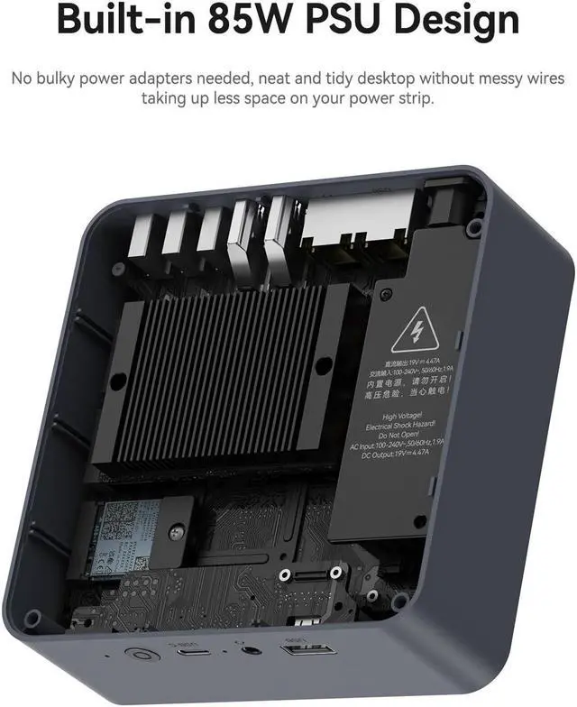 Alt view image 4 of 5 - Beelink Ai Mini PC EQi12 1220P Processor(10C/12T, up to 4.4GHz), Micro Computer 16GB DDR4 500GB PCIe4.0 SSD, Mini Computers Built-in PSU Dual HDMI/4K 60Hz/WiFi6/BT5.2 Home/Office/HTPC