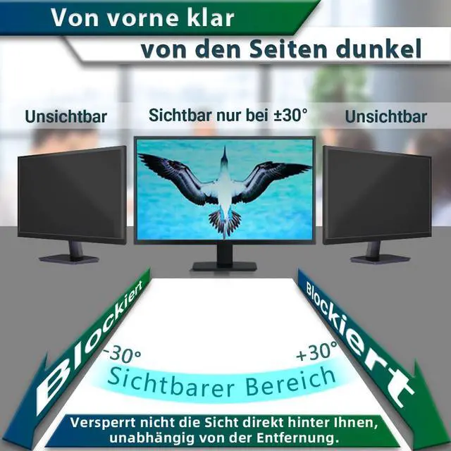 Alt view image 4 of 5 - [2 Pack] 24 Inch Computer Privacy Screen for 16:10 Widescreen Monitor,Eye Protection Anti Glare Blue Light Computer Monitor Privacy Filter, Removable Anti Spy -Scratch 24 Inch Protector Film