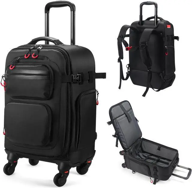 Main image of Rolling Backpack with Wheels  Airline Approved Underseat Carry-On Luggage 18x14x8, Water-Resistant Personal Item Bag with 2 Extra Replacement Wheels, Fits 15.6 Inch Laptop, Travel Backpack for Men