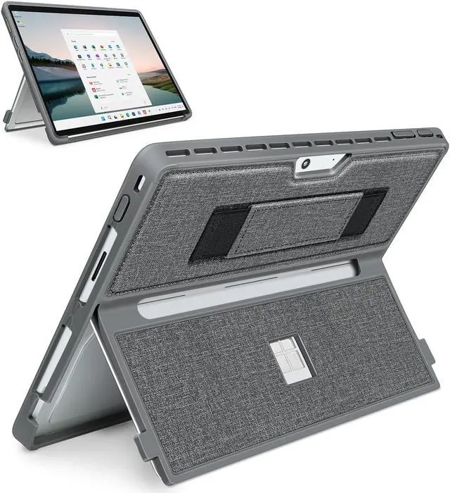 Main image of SSS*GRGB Case fit Microsoft Surface Pro 11/10/9/8 13-Inch, with Stent Cover, Hand Strap, All-in-one Rugged Case Compatible with Type Cover Keyboards, Gray