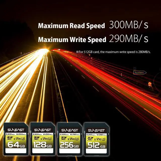 Alt view image 2 of 5 - SUNEAST SDXC Card 256GB Up to 300MB/s UHS-II U3 V90 pSLC 4K 8K ULTIMATE PRO Professional Memory Card SE-SDU2256GA300