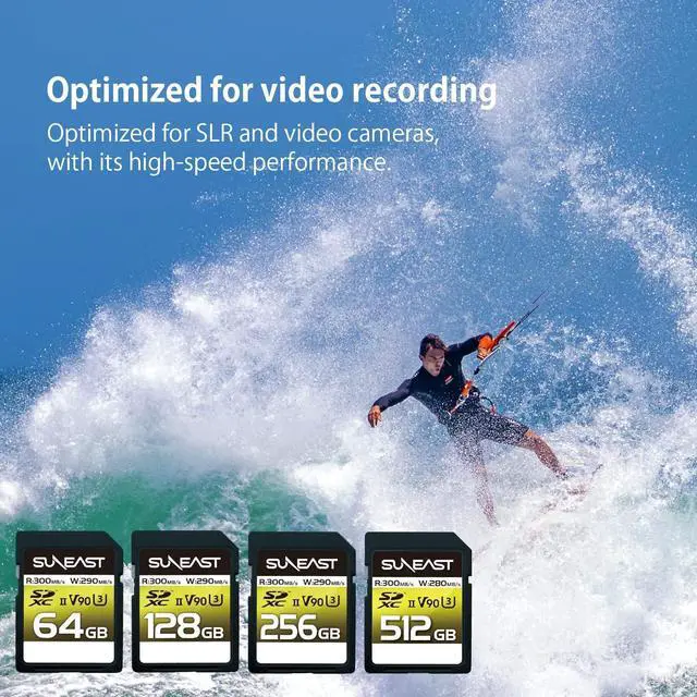 Alt view image 5 of 5 - SUNEAST SDXC Card 256GB Up to 300MB/s UHS-II U3 V90 pSLC 4K 8K ULTIMATE PRO Professional Memory Card SE-SDU2256GA300