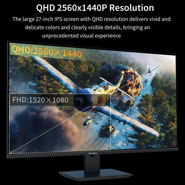 Alt view image 4 of 5 - Pisichen Touchscreen Monitor 27 Inch 2K 100Hz Gaming Monitor, QHD 2560x1440 IPS PC Monitor, 10-Point Multi Touch Screen Computer Monitor, USBC HDMI VGA Ports, Built-in Speakers