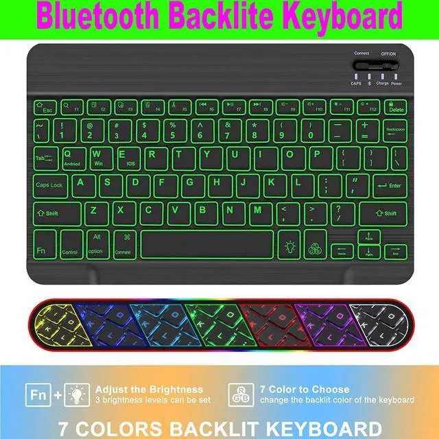 Alt view image 3 of 5 - Keyboard Case for Samsung Galaxy Tab A9 Plus 11 inch (SM-X210/X216/X218) 2023,7 Color Backlite 5G A9+ Keyboard Magnetic Case with S Pen Holder(Black)