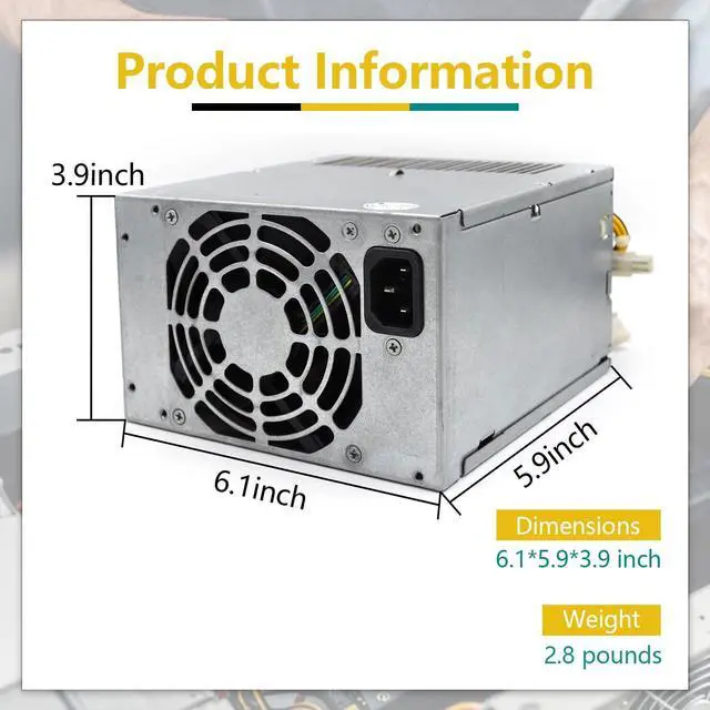 Alt view image 5 of 5 - D10-320P2A 320W Power Supply Compatible with HP MT 6000 6200 6300 8000 8200 Z200 CFH-0320EWWA DPS-320NB, P/N: 611484-001 613764-001 613765-001 503377-001