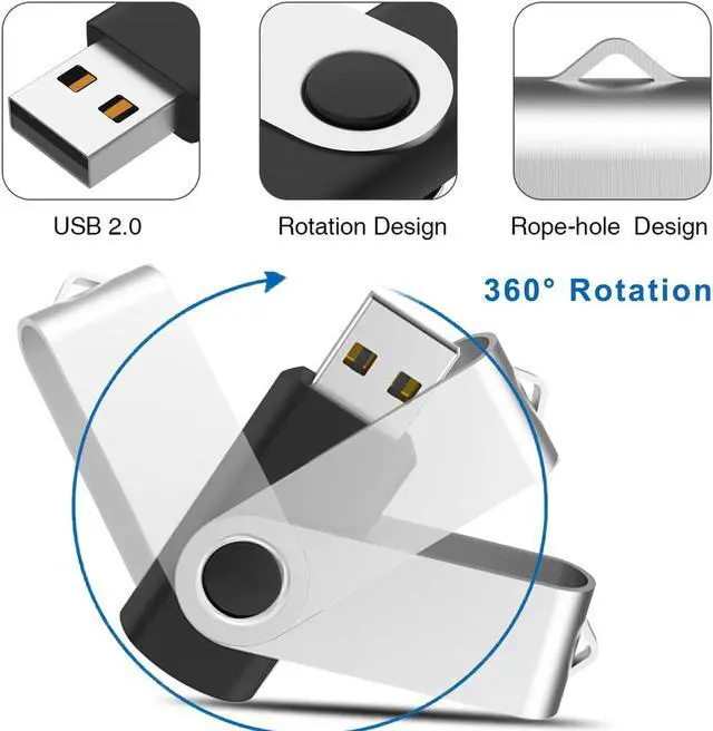 Alt view image 4 of 5 - 4GB USB Flash Drives 20 Pack 4 GB Thumb Drive TATMOHIK 2.0 USB Drives Bulk 4GB Swivel Design Flash Drive Pack with LED Indicator 4 Gig Jump Drive Pack, USB Stick, Memory Stick, Pen Drive, Black Color