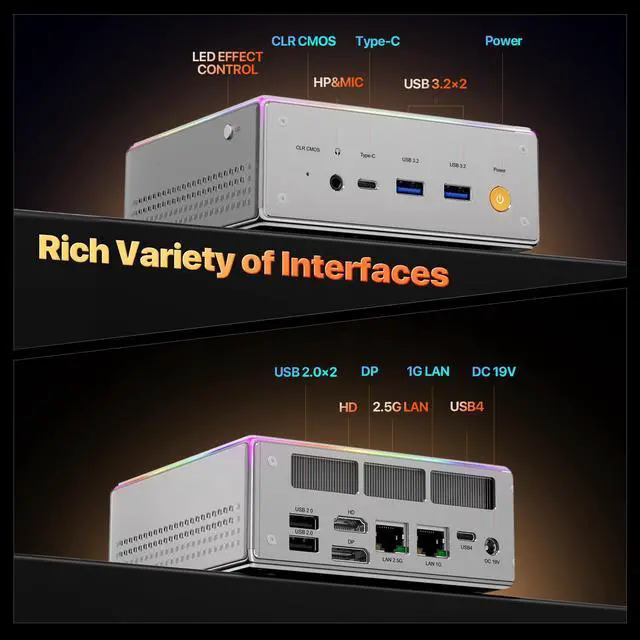 Alt view image 4 of 5 - Trycoo Mini PC AMD Ryzen 7 8845HS 32GB(Dual Channel) DDR5 512GB PCIe4.0 SSD AMD Radeon 660M Mini Computers Support Four Screen Display WiFi6 BT5.2 Type-C USB4.0 2.5G Mini Desktop Computers