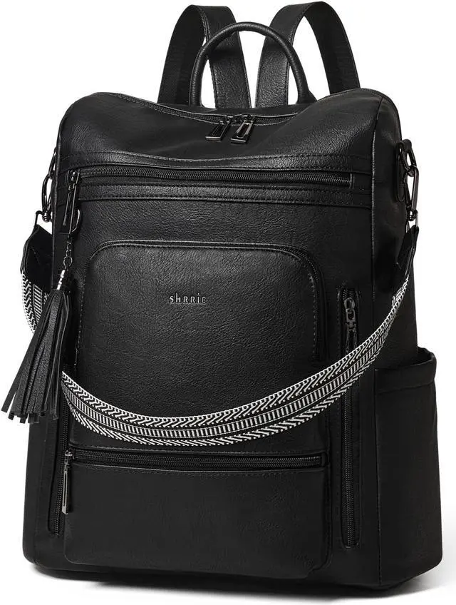 Main image of Shrrie Vegan Leather Laptop Backpack for Women 15.6 inch Work Backpack Fashion Travel Backpack Purse for Travel College Work