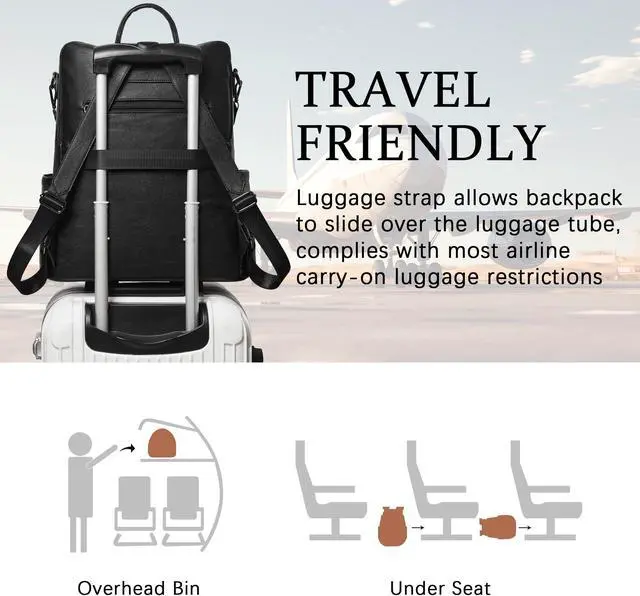 Alt view image 5 of 5 - Shrrie Vegan Leather Laptop Backpack for Women 15.6 inch Work Backpack Fashion Travel Backpack Purse for Travel College Work