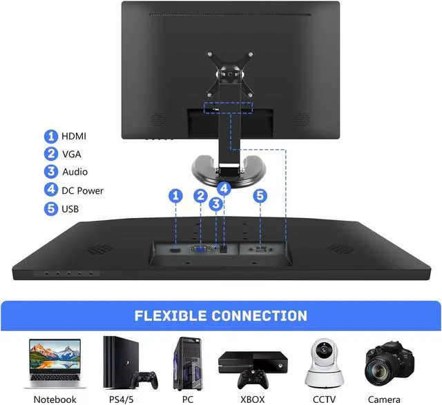 Alt view image 3 of 5 - Prechen 24 Inch Touchscreen Monitor, IPS FHD 1080P Touch PC Display with HDMI & VGA & USB, 75Hz, VESA, Built-in Speakers, Computer Touch Screen for Gaming & Business