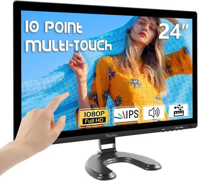 Main image of Prechen 24 Inch Touchscreen Monitor, IPS FHD 1080P Touch PC Display with HDMI & VGA & USB, 75Hz, VESA, Built-in Speakers, Computer Touch Screen for Gaming & Business