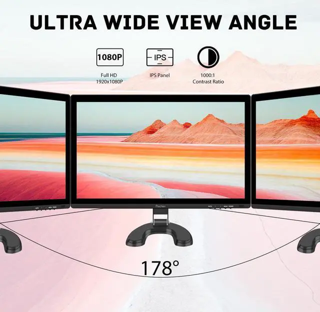 Alt view image 5 of 5 - Prechen 24 Inch Touchscreen Monitor, IPS FHD 1080P Touch PC Display with HDMI & VGA & USB, 75Hz, VESA, Built-in Speakers, Computer Touch Screen for Gaming & Business